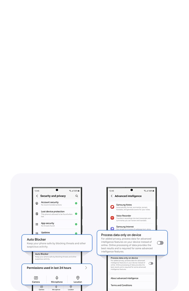 Panel zarządzania prywatnością w aplikacji Knox Vault dostępnej na smartfonach Samsung Galaxy 