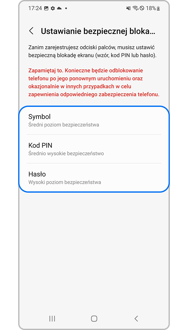 rejestrowanie odcisku palca, krok 4