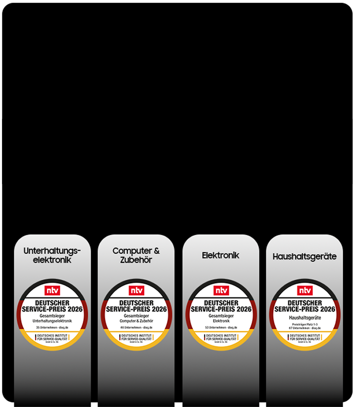Die vier Siegel des deutschen Service-Preis 2026 werden nebeneinander dargestellt.