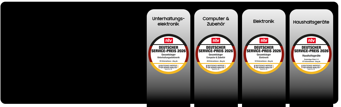 Die vier Siegel des deutschen Service-Preis 2026 werden nebeneinander dargestellt.