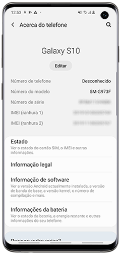 Como encontrar o código do modelo, IMEI e número de série de um dispositivo  Samsung | Samsung PT