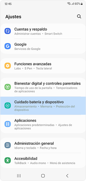 Selecciona Uso de batería en el menú de batería
