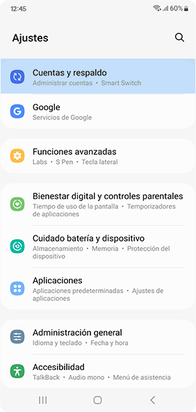 Selecciona el ícono de la cuenta de usuario en el lado superior derecho