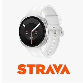 Ceas inteligent alb cu monitorizare Strava și monitorizare a ritmului cardiac