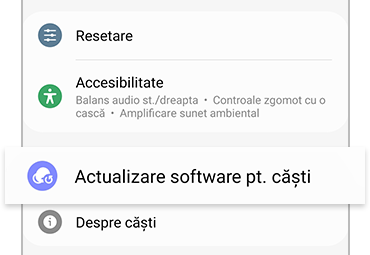 Actualizări de software cu aplicația Galaxy Wearable