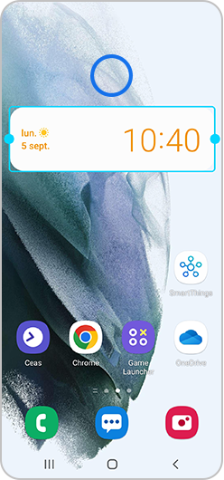 Atingeți spațiul din jurul casetei pentru a salva widget-ul pe smartphone-ul Samsung Galaxy.