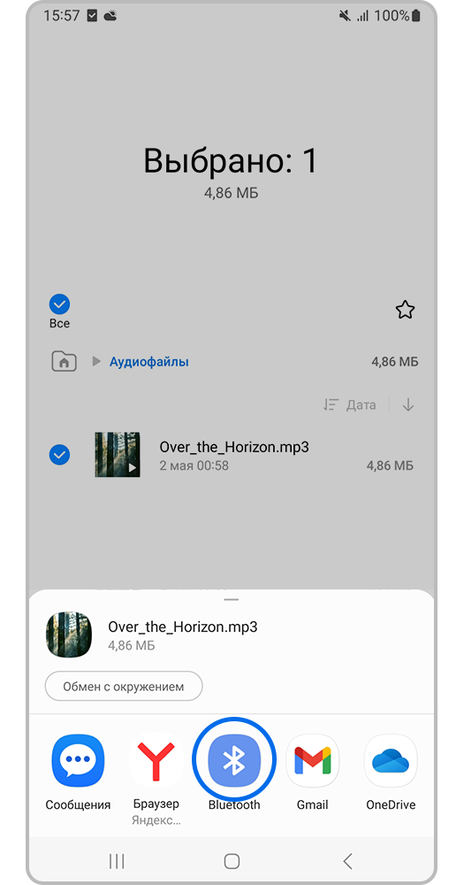 Выберите &laquo;Bluetooth&raquo;