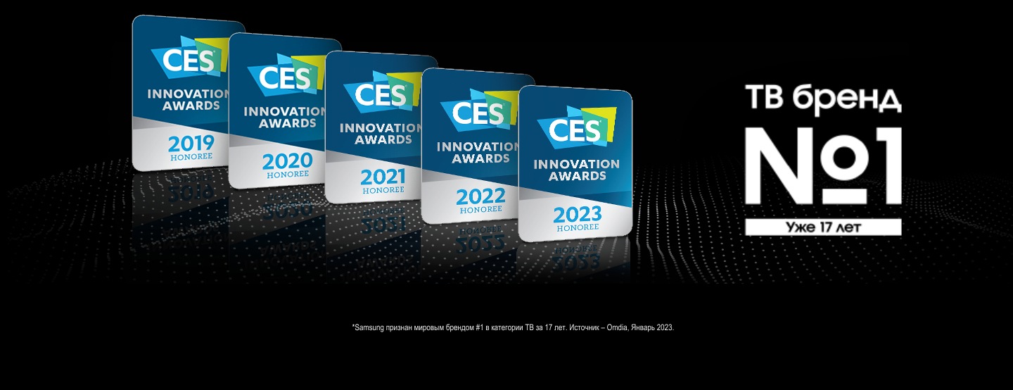 Лучшие 8К телевизоры бренда Samsung, признанные ТОП-1 ТВ рейтингом Omdia в 2023, 2022, 2021, 2020, 2019, и на протяжении 17 лет