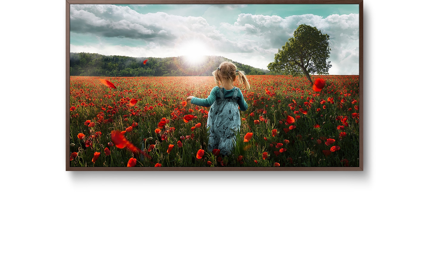While scrolling, a photograph is zoomed out and displayed on The Frame’s screen which then changes to TV mode.