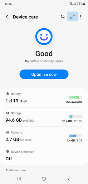 Select See more in battery menu device care