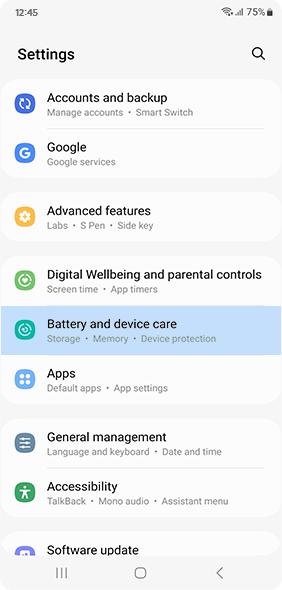 Select See more in the battery menu of device care