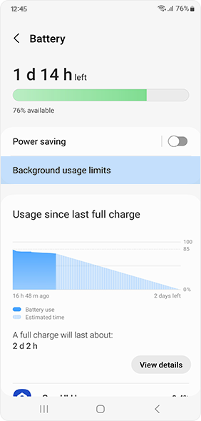 Select See more in the battery menu of device care
