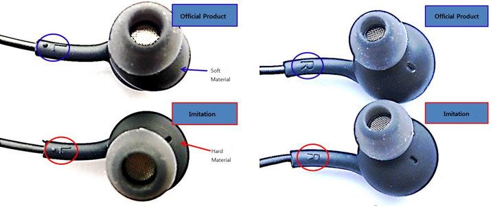 Material of wearing part and engraved or embossed character are different