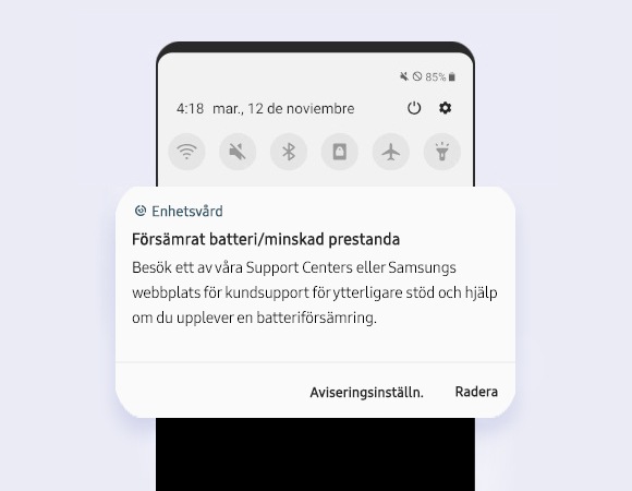 Avisering på statusfält i telefon