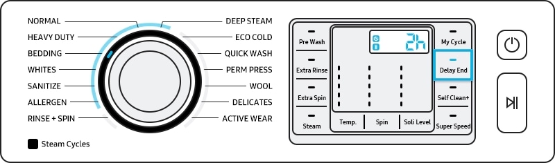 Como usar a função Delay End na máquina de lavar roupa