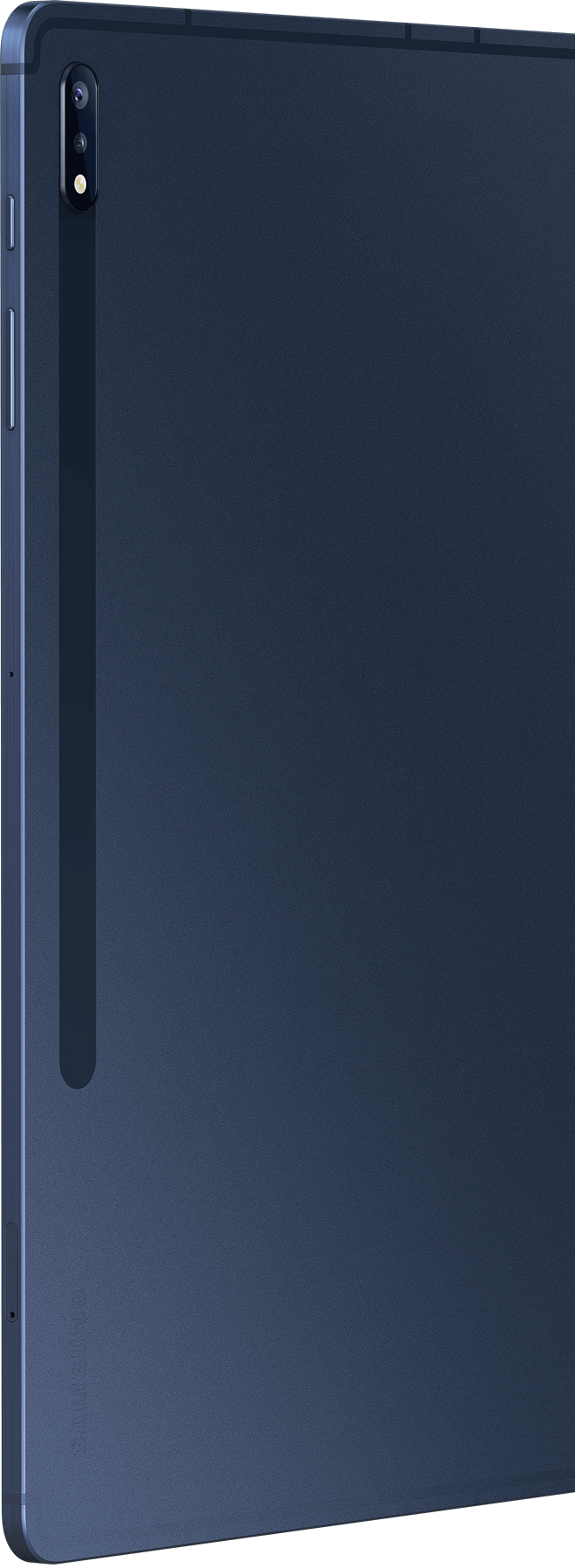 Rear view of Galaxy Tab S7+ in Mystic Navy
