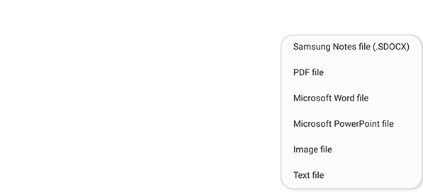 Samsung Galaxy Tab S7 Plus - Samsung Note Export MS Office UI Screen