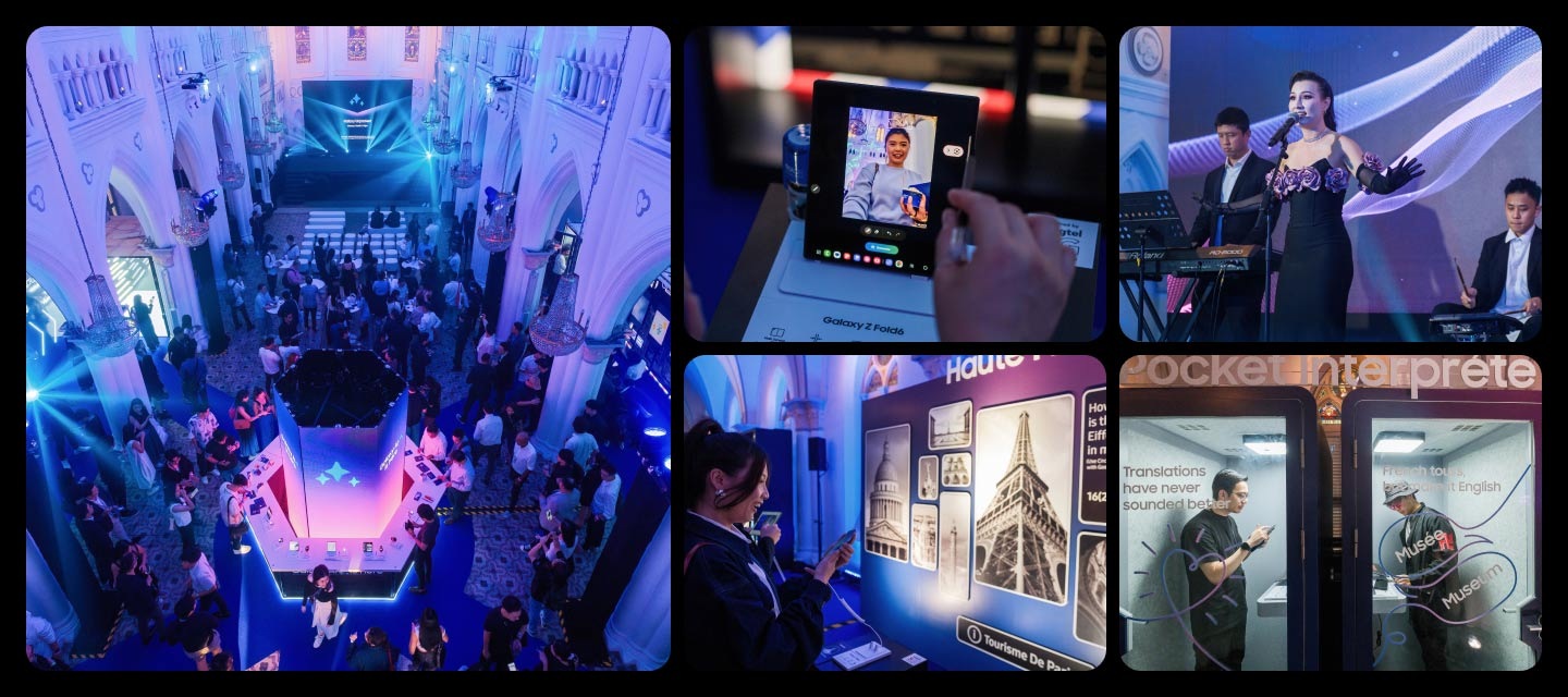 An aerial shot of the chapel in CHIJMES during Galaxy Unpacked Party.