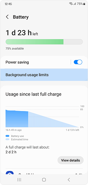 Select See more in the battery menu of device care