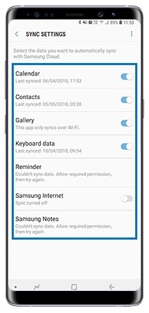 Sync your data with Samsung Cloud
