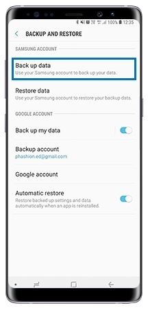 Select Back up data