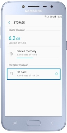 samsung galaxy j2 prime memory card