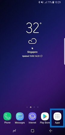 apps button in samsung mobile device