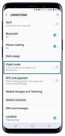 How to set Flight Mode on Samsung Mobile Device?