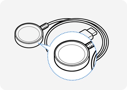 Illustration of a Galaxy Watch wireless charger.