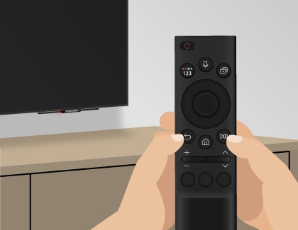 Point the Samsung Smart Remote at the front of the TV, and then press and hold the Return and Play/Pause buttons simultaneously for 3 seconds or more.