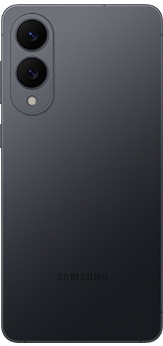 Smartfón Galaxy S25 Edge vo farebnom prevedení Titanium Jetblack pri pohľade zozadu.