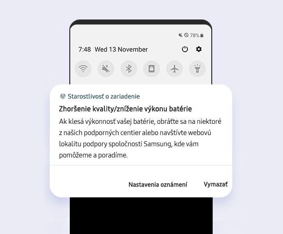 Zobrazenie upozornenia v stavovom riadku telefónu