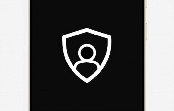 A middle part of a Galaxy smartphone. Onscreen is an icon of a person inside a shield. The icon is overlapped by another icon of a shield with a vault handle inside. The handle turns in a circle until the icon changes to a Samsung Knox logo. The logo dissolves, and the text Samsung Knox appears.