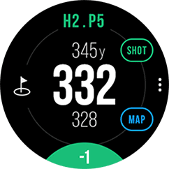 Smart Caddie app running on a Galaxy Watch Active2