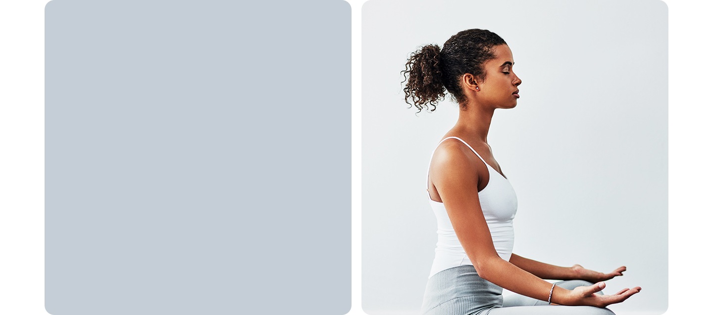 A woman meditates.