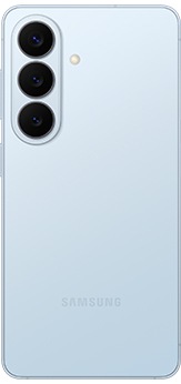 ภาพด้านหลังของ Galaxy S26 สี Sky Blue