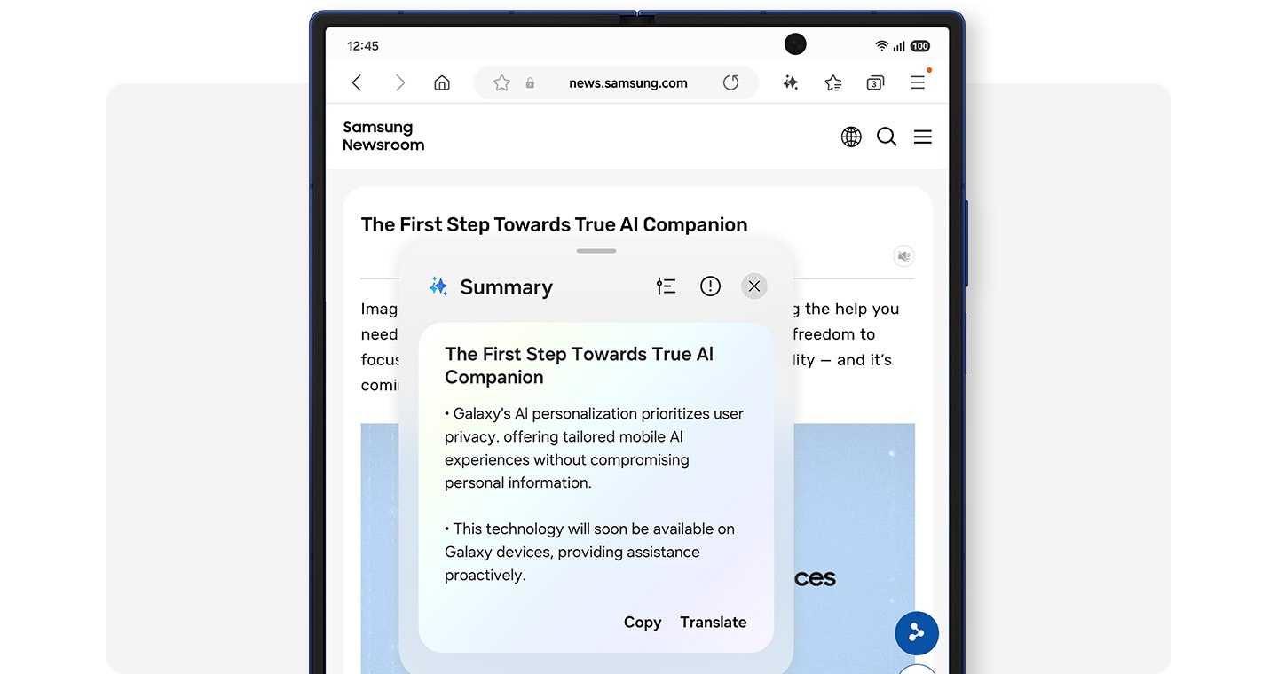 Samsung'un yapay zekası ile geliştirilmiş arayüz sayesinde görevlerinizi daha hızlı ve daha kolay tamamlayın. Açılır pencereleri ihtiyaçlarınıza göre kolayca taşıyabilir ve yeniden boyutlandırabilirsiniz. Bir bakışta özetleri takip edin.