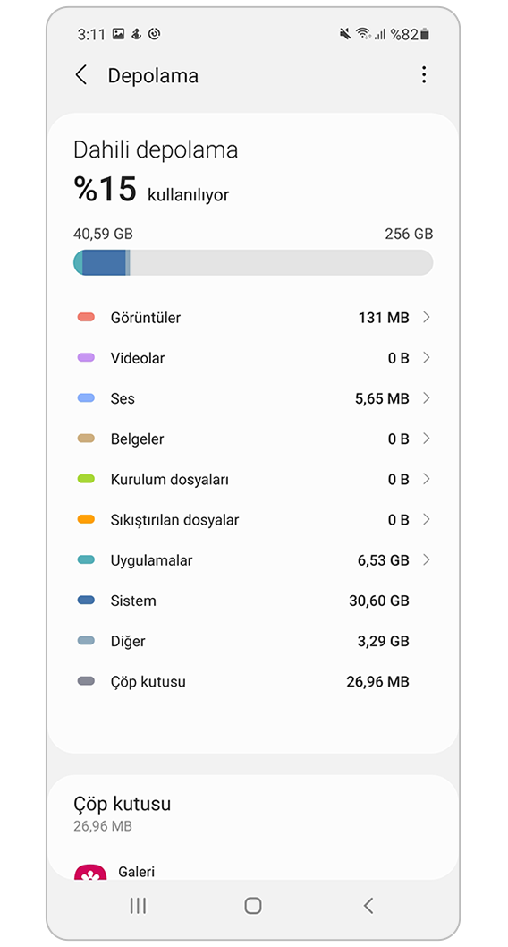 depolama alanınızı kontrol edin ve silin