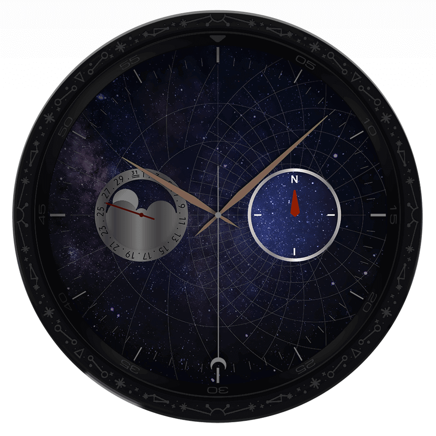 Galaxy Watch6 Classic Astro Edition dial highlighting Compass
