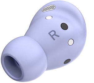Το δεξί ακουστικό του Galaxy Buds Pro σε Phantom Violet με μικρού μεγέθους καλύμματος ακουστικών.