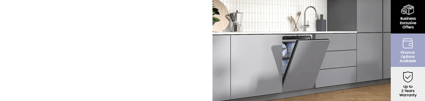 An image of a Samsung dishwasher in a kitchen is shown.
