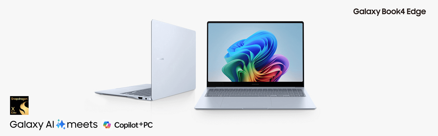 A Samsung galaxy book is open displaying a colourful graphic on the screen.