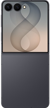 Galaxy Z Flip8 in Graphite seen unfolded from the rear.