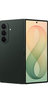 Galaxy Z Fold8 Ultra in Green Shadow seen unfolded from the rear.