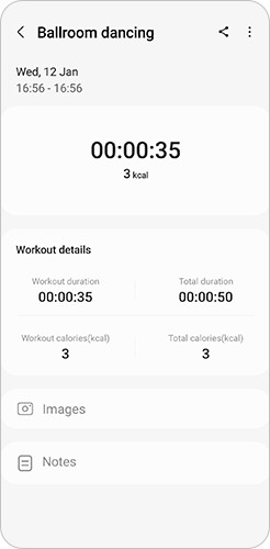 Tap images or notes to add more details about your workout