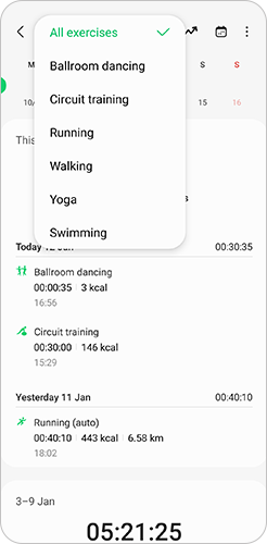 Tap exercise to switch views