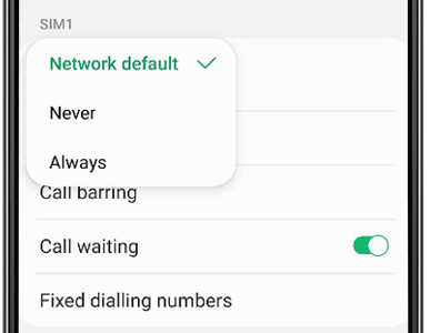 Choose between Network default, Never or Always