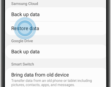 Tap Restore data