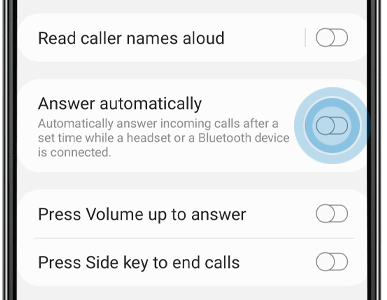 Use the toggle to enable or disable Automatic answering