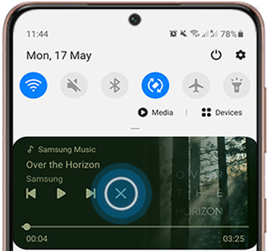 Tap the X button to close the Samsung Music app